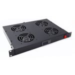 4 Way Rack Mount Fan Tray with LCD Digital Adjustable Thermostat Control 19"
