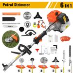 52CC 6 in1 Hedge Trimmer Multi Tool Petrol Strimmer Brush Cutter Garden Chainsaw