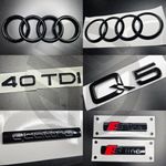 Audi Q5 2018-20 Gloss Black Badges GRILLE/BOOT/FENDER SET 40TDI/QUATTRO/2XSLINE