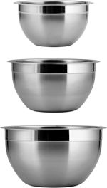 Set of 3 Professional Stainless Steel German Mixing Bowls.