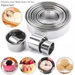 11Pcs Round Cookie Cake Cutter Mold Set Pastry Baking DIY Metal Rings Moulds UK