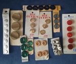 Vintage buttons on cards x 11 assorted strips, mix of metal & plastic buttons