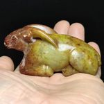 3.4" Chinese Hongshan culture Old Jade Carved sheep Statue Pendant Ornament