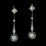 Art Deco Round Lab Created Diamond Dangle & Drop Wedding 925 Silver Earrings