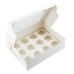 12 Hole Cupcake boxes with Clear Window & Inserts in Pack of 5, 10, 25, 50, 100