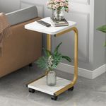 Small Side Table With Storage Bedside Nightstand Tea Sofa End Table W/ Wheels UK