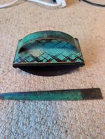 Rare WMF Art Deco Ikora Patinated Brass Ink Blotter & Letter Opener