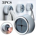 3X Self-Adhesive Push In Tea Towel Holder Bathroom Wall Mounted Round Hooks