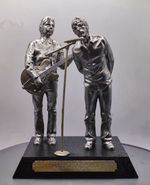 Liam and Noel  Oasis Statue- Metallic silverl Finish -By Cavecraft