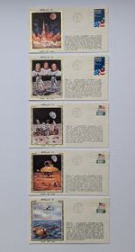 Apollo 17 Mission Set: 5 Colorano "Silk" Cachet  Covers - Launch to Splashdown