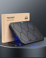 Tecknet Laptop Cooling Pad 1400 RPM Rapid Cooling Adjustable Height Blue LED New