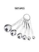 6pcs Stainless Steel Baking and  Cooking Measuring Spoons Set, Metal Kitchen UK.