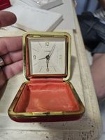 Europa Vintage Rectangular Travel Alarm Clock Red Case 2 Jewels