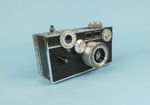 1949 Argus C3 'brick' rangefinder camera. Argus Cintar f/3.5 50mm lens. Cased.