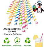 🔥 Jumbo Paper Straws Slush Milkshake Smoothie Drinking Straw Stripe 9mm x 200mm