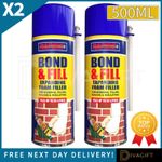 2 x EXPANDING FOAM BOND & FILL SEALING FILLING INSULATING GAP FILLER SPRAY 500ML