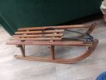 Vintage Davos Wooden Sleigh Snow Sledge Metal Runners