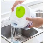 LARGE SALAD SPINNER VEGETABLE VEG LEAF DRYER DRAINER COLANDER PLASTIC BOWL LARG