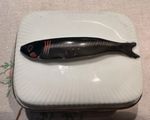 Porcelain Lidded Sardine Dish 12cm x 10cm x 8cm White Sardine Handle Vintage