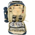  Picnic Backpack for 4 Persons with Cooler Bag+Insulated bottle Holder Tableware