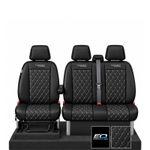 TAILORED FORD TRANSIT CUSTOM 2013+  - BLACK DIAMOND LEATHER VAN SEAT COVERS 577