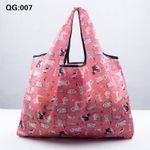 3 Designs Reusable Fold Up Shopping Bag With Attached Pouch / Medium 21" x 16"