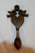 Welsh Love Spoon with Heart, a Knot and Two Doves for Love - Hardwood Spoon.