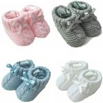 Newborn Baby Spanish Style Knitted Booties Bootees Bow Boy Girl 0-3 Months