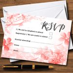 Coral Watercolour Floral Personalised RSVP Cards