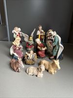 Vintage Christmas nativity figures 11 Pieces  in resin 5- 18cm High *some Damage
