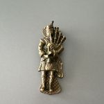 Bagpiper Figural Brass Door Knocker, Antique Style, Gold Colour, Original