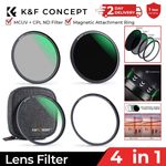 K&F CONCEPT 49-82mm 4pcs NANO-X Magnetic Lens Filter Kit UV CPL ND1000 W/ Bag