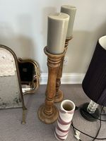 Vintage Wooden Candlestick Pair Holders