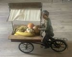 Vintage Wrought Iron Display Cart  stall Veg & Fruit with bicycle 1950’s large 