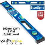BlueSpot Spirit Level 3 Vial 600mm 24" Aluminium Body Heavy Duty  Lightweight