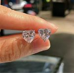 2 Ct Heart Shape VVS1/D Lab Created Stud Earrings 14k White Gold 7mm Push Back