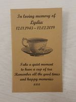 10 Personalised Tea Bag Favour Envelopes Funeral Memorial Remembrance (unfilled)