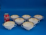 7 x Royal Doulton Bone China BELMONT Pattern Handled Soup Bowls - VGC