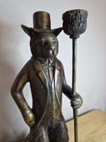 Vintage Heavy Bronze Anthropomorphic Gentleman Fox Candlestick Holder 4.7kg