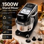 MOMOKOVA 1500W Stand Mixer 5L Electric Food Mixer 6 Speed LCD Timer Black