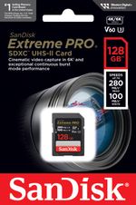 SanDisk Extreme PRO 280MBs UHS-II C10 V60 SDXC Card 128GB
