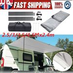 2.5/3/3.5/4.5Mx2.4m Campervan Awning Canopy Sun Shade Shelter w/ Poles Caravan