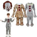 Kids Adults IT Pennywise Clown Cosplay Costume Fancy Dress Outfit Mask Halloween