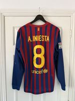 Authentic Iniesta Medium 11/12 FC Barcelona Long Sleeve Nike Home Football Shirt