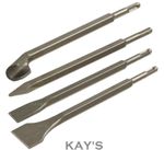 4 PIECE SDS CHISEL SET FOR HAMMER DRILL FLAT POINTED GROOVE GOUGE 250mm MASONRY 