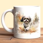 Pet Dog Mug, watercolour Shih Tzu - Ideal Gift