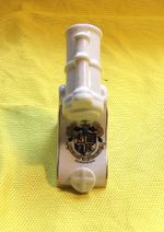 RARE BOURNEMOUTH  CRESTED  DIAMOND  CHINA  MODEL OF WW1 TRENCH MORTAR
