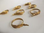 Antique Brass Curtain Rings Victorian Holder Hangers French Rococo Gilt Old x7