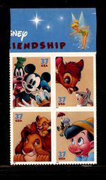 US 3868a (3865-68), 2004 37c ART OF DISNEY, BLK OF 4, MNH (US1784)