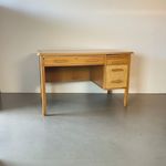 VINTAGE 1940s DOUBLE PEDESTAL OAK WOODEN DESK  #4922